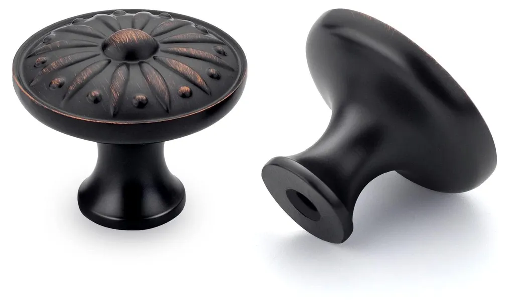 Poignées de tiroir rondes style rétro noir bronze huilé - Lot de 4