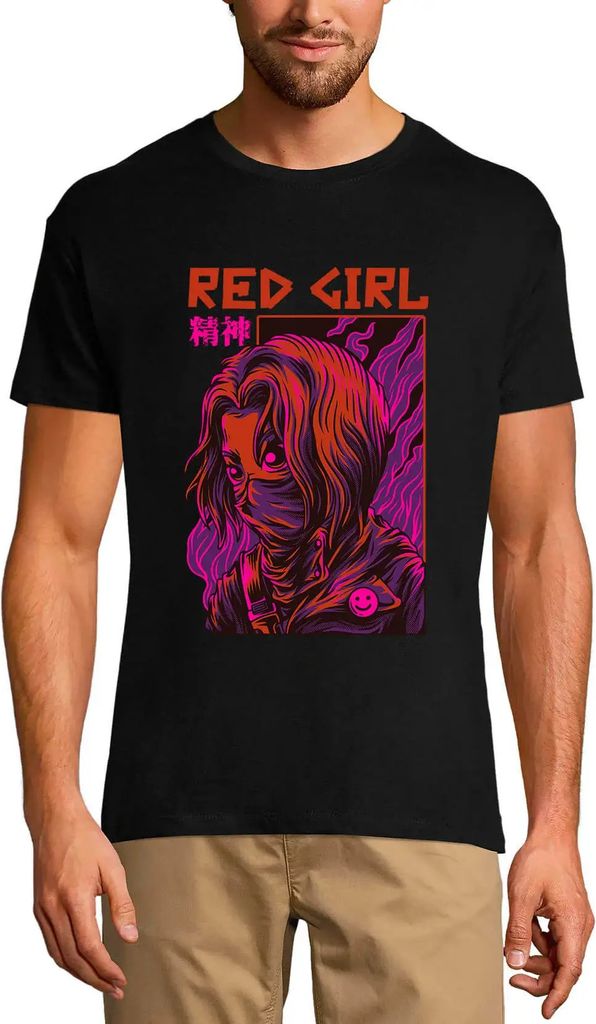 Herren Grafik T-Shirt Rotes Mädchen – Red Girl – Öko-Verantwortlich Vintage Jahrgang Kurzarm Lustige Druck Geburtstag Geschenk Mann