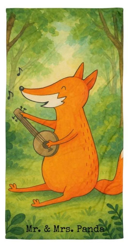 Mr. & Mrs. Panda Handtuch Fuchs Gitarre Design - Weiß - Geschenk, Badehandtuch, Optimistisch, Füchse, Duschtuch, Reisehandtuch, Großes, Singen, ...