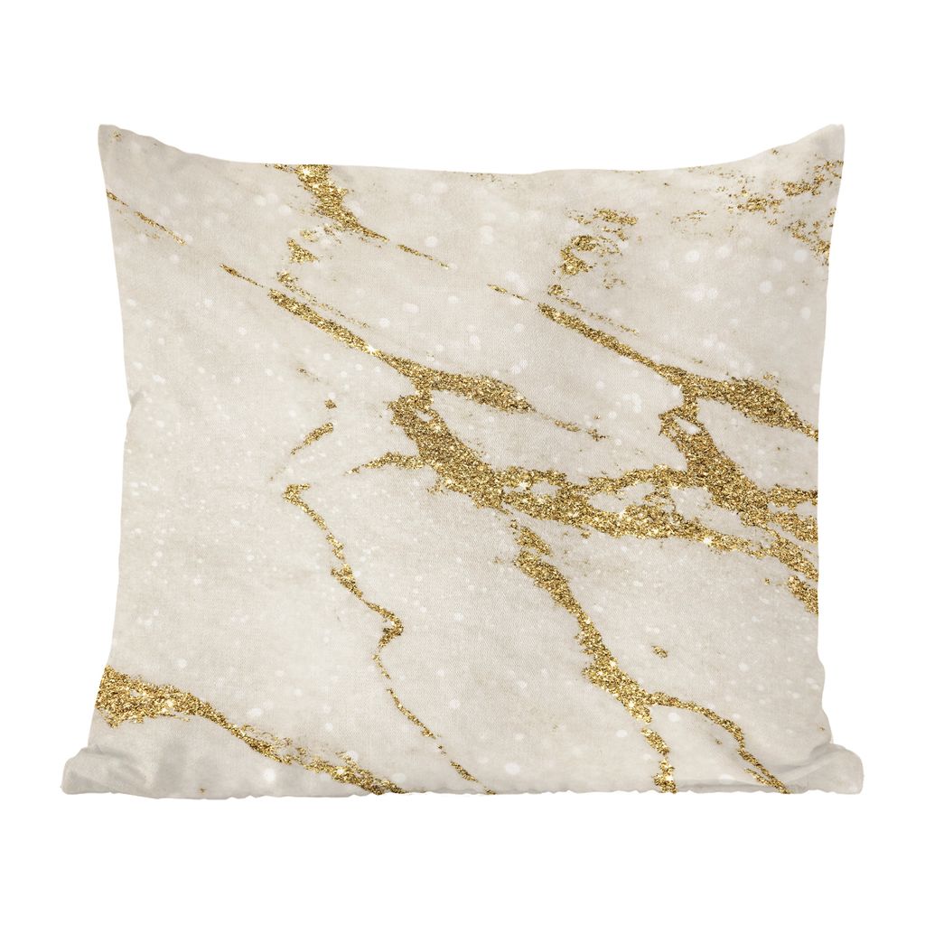 MuchoWow Zierkissen Sofakissen Wohnzimmer Dekokissen 45x45 cm Marmor - Muster - Gold - Schlafpolster - Polster für das Sofa