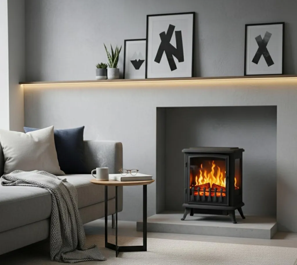 Cheminée Électrique Mobile Fire Glass - Chauffage d'Appoint Design LED - 5