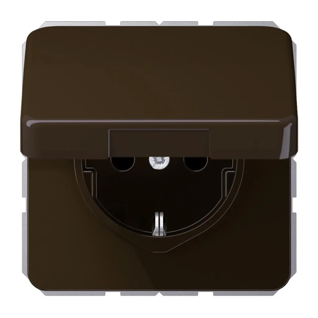 Prise de terre avec couvercle Jung CD 1520 BFKL BR pour rénovation