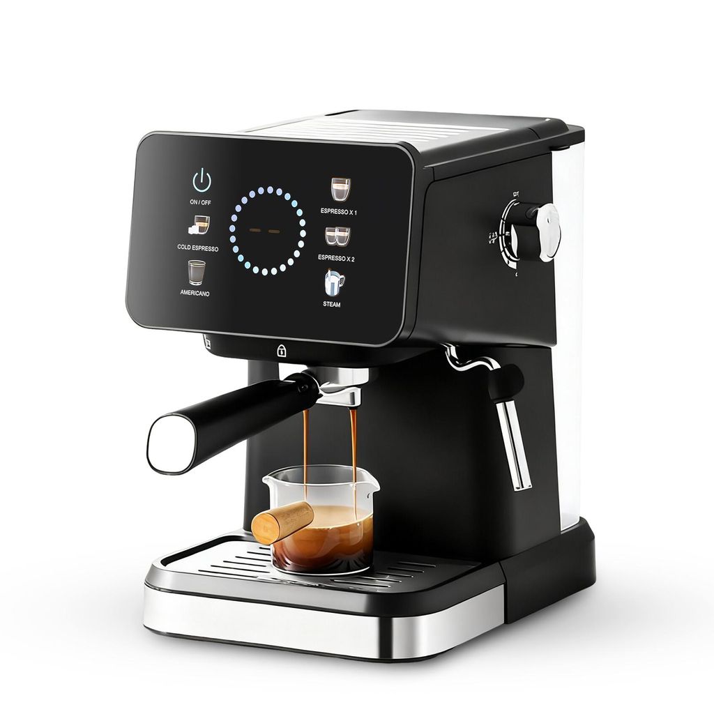 Zimilo Kaffeemaschine Halbautomatisch, 1050W, 20 Bar, Touchscreen, Heiß- & Kalt-Extraktion, 1,5L Wassertank, Kompakt