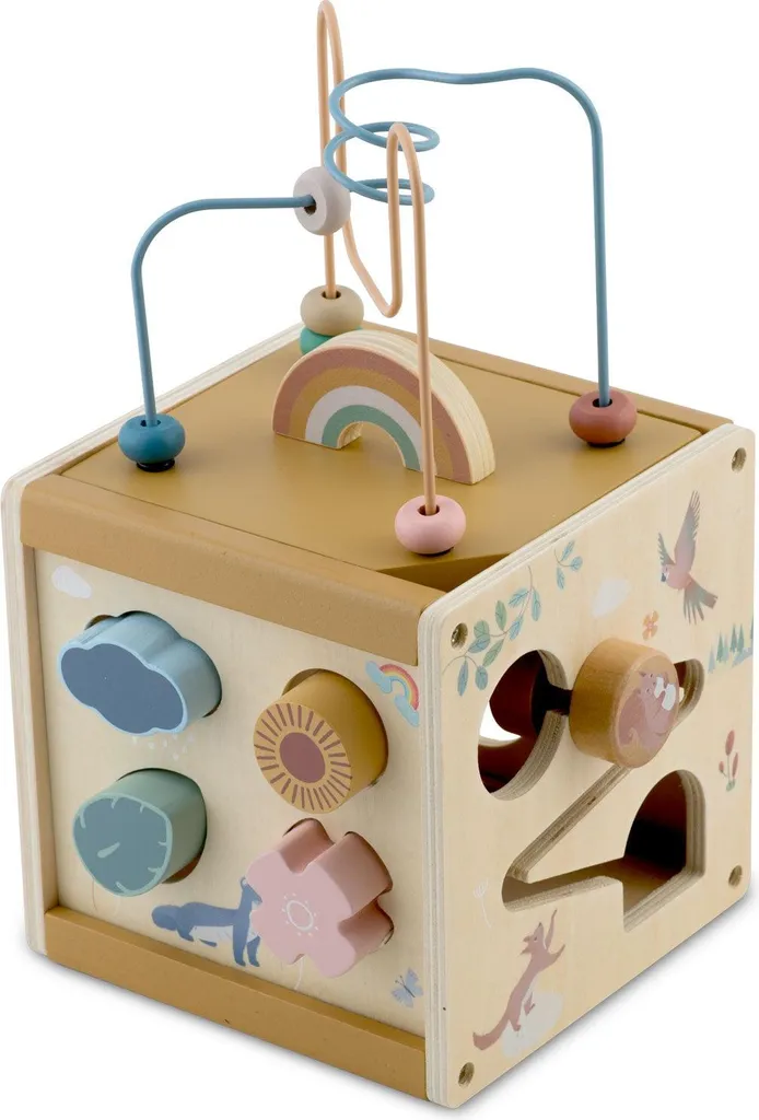 Jouet cube bois sans plastique pour éviter l'hyperstimulation des bébés