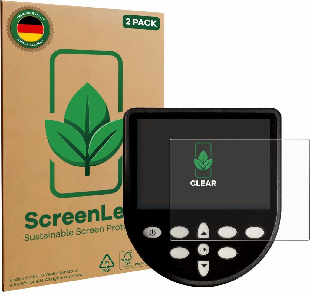 2x ScreenLeaf Schutzfolie für WaterRower Series 4 Monitor nachhaltiger Displayschutz Display Schutz Folie Klar Transparent