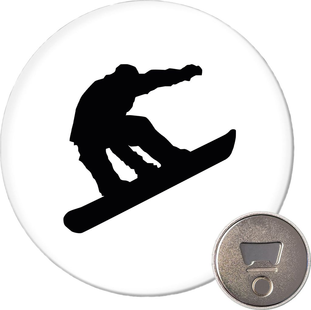 Huuraa Magnet Snowboarden Silhouette 59mm Kühlschrankmagnet rund Flaschenöffner Geschenkidee