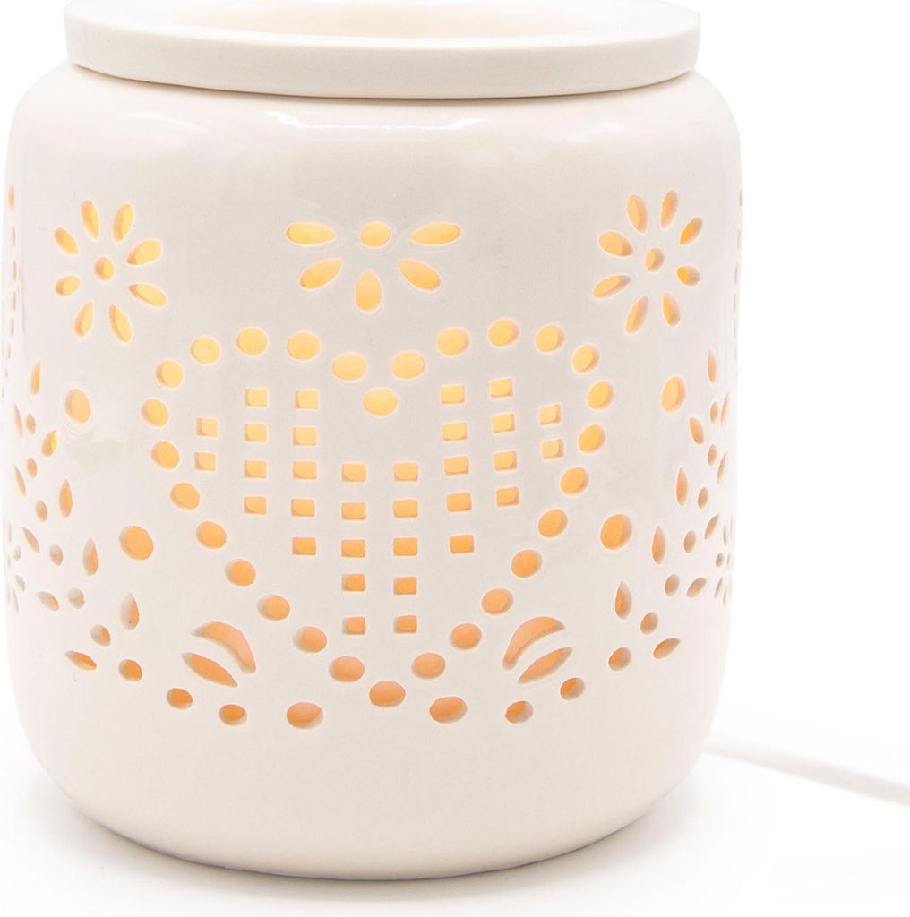 Elektrische Duftlampe, Keramik, Herzmuster, Aromalampe, Produktbild 
