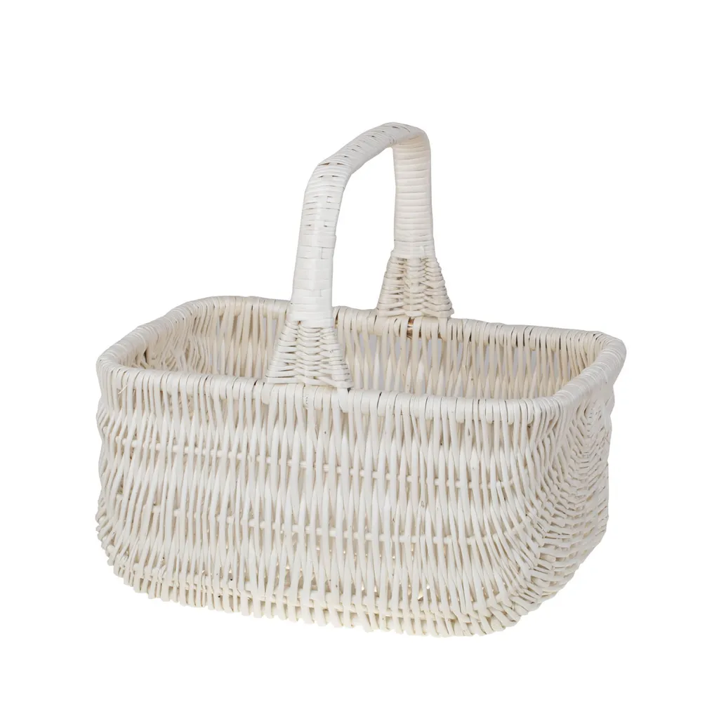 Panier de marché en osier crème 42x32x23 cm - Cabas traditionnel chic