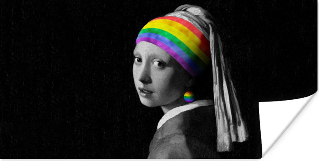 MuchoWow Poster Girl with a Pearl Earring - Stolz - Regenbogen 120x60 cm - Bild