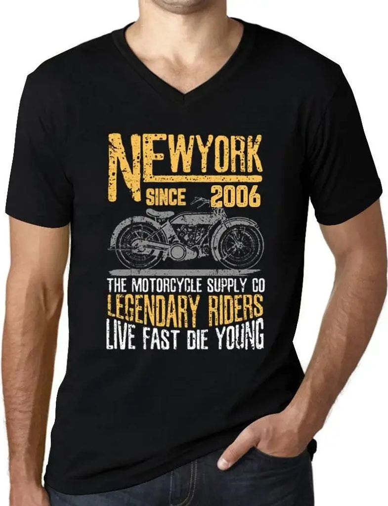 Herren Grafik T-Shirt V-Ausschnitt Motorradlegende seit 2006 – Motorcycle Legendary Riders Since 2006 – Geschenk 18. Geburtstag Jahrestag 18 Jahre