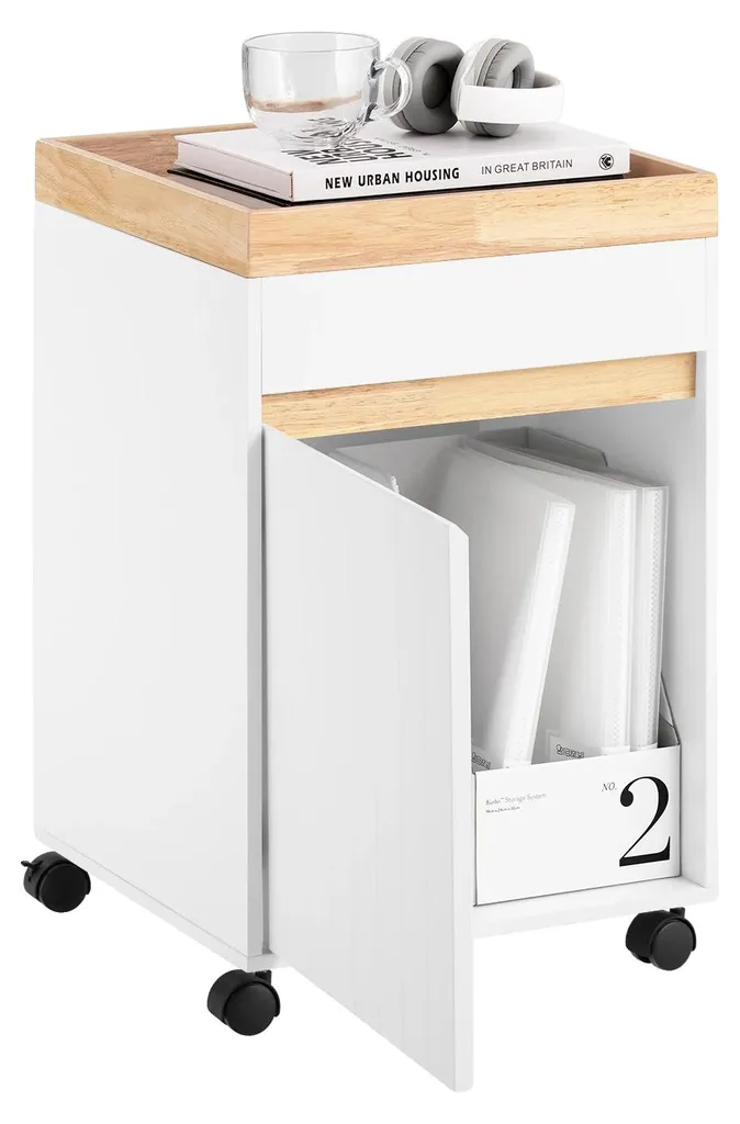 Chariot à roulettes ivoire design compact à 3 niveaux pour petits espaces