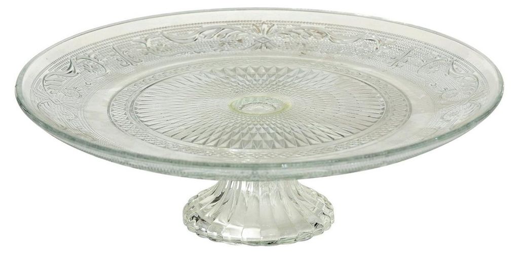 Tortenplatte Servierplatte Etagere Relief D25cm Glas klar Produktbild 