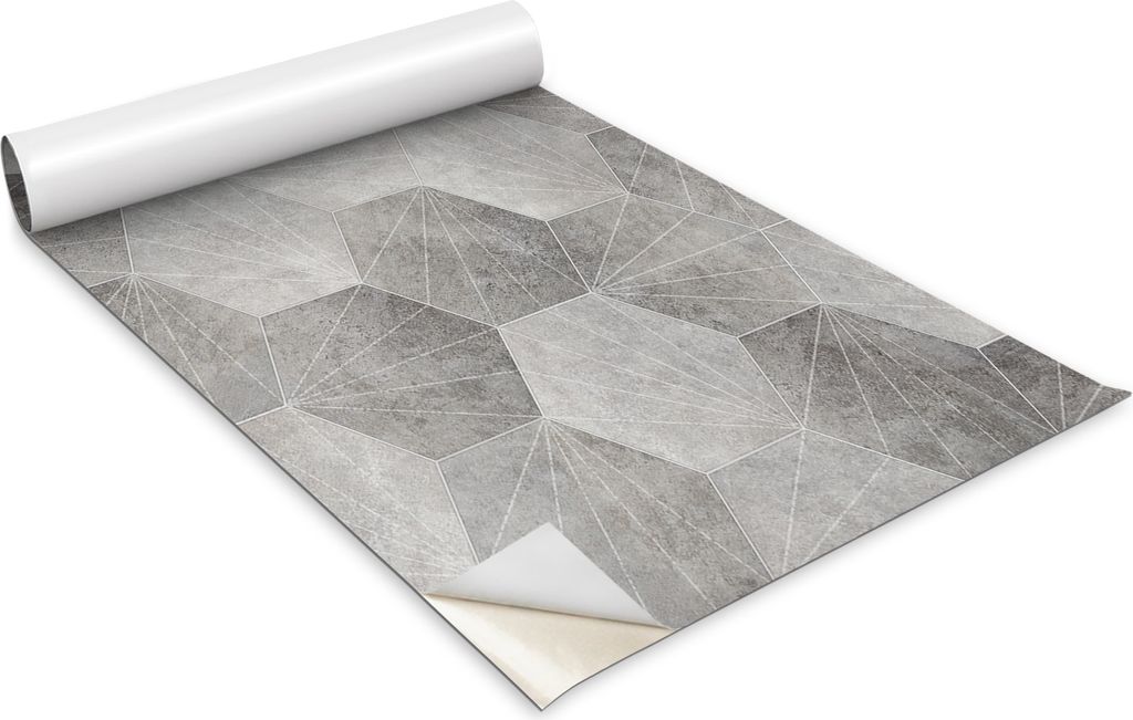 Selbstklebende Möbelfolie - Dekorationsfolie - Tischmöbel - Zuschneidbar - Graue Sechsecke Und Linien - 100 x 50 cm