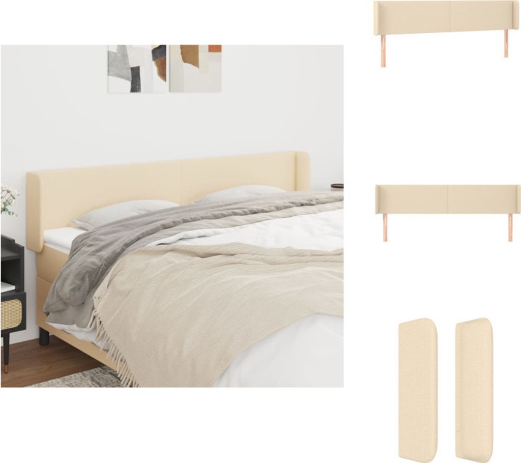 vidaXL Kopfteil mit Ohren Creme 183x16x78/88 cm Stoff - Kopf- & Fußenden
