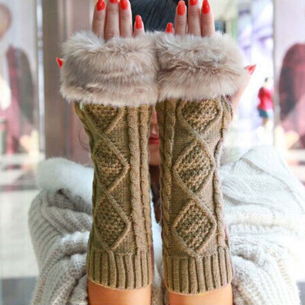 Strickhandschuhe Damen Bogenhandschuhe Bunte Winter Produktbild-Vorschau 8