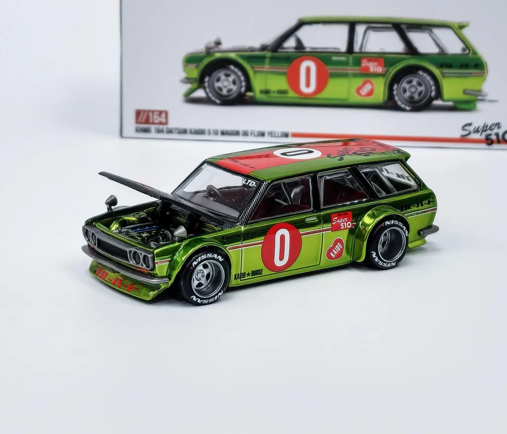 Datsun Kaido 510 Wagon OG Flo Yellow 1969 Mini GT Kaido House 1/64