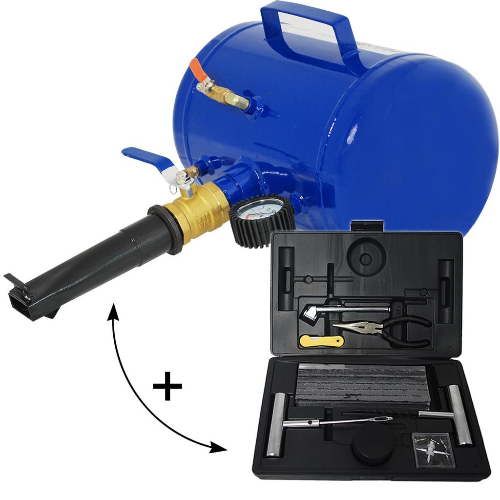Reifenfüller Reifen-Booster inkl. Reifen-Reparatur-Set Schwarz Luftkanone 20 L