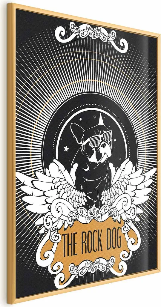 Poster The Rock Dog 60x90 cm con Cornice Dorata - Arredo Casa Elegante