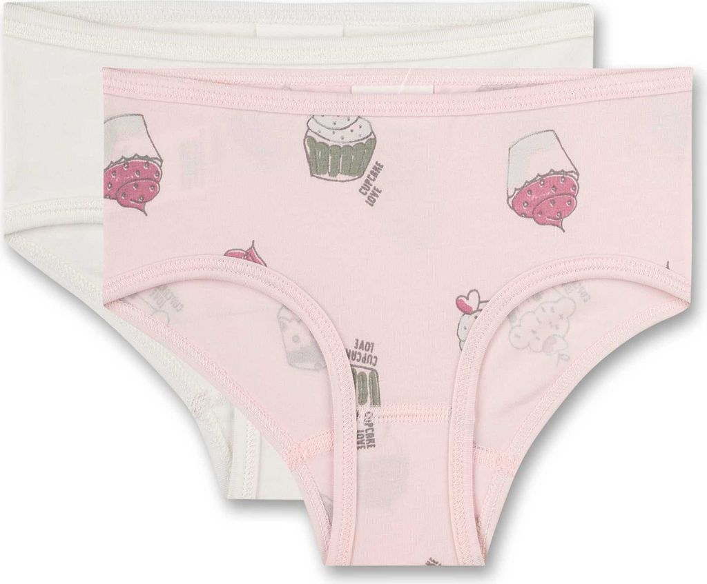 s.Oliver Mädchen 2er Pack Hipslip - Slip, Unterhose, Brief, Baumwolle Stretch, uni Rosa Cupcake/Weiß 116