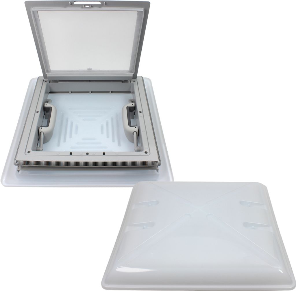 MPK Modell 46 Dachluke Dachfenster Dachhaube 40 x 40 cm + Rollo Wohnwagen Wohnmobil Caravan Camper grau