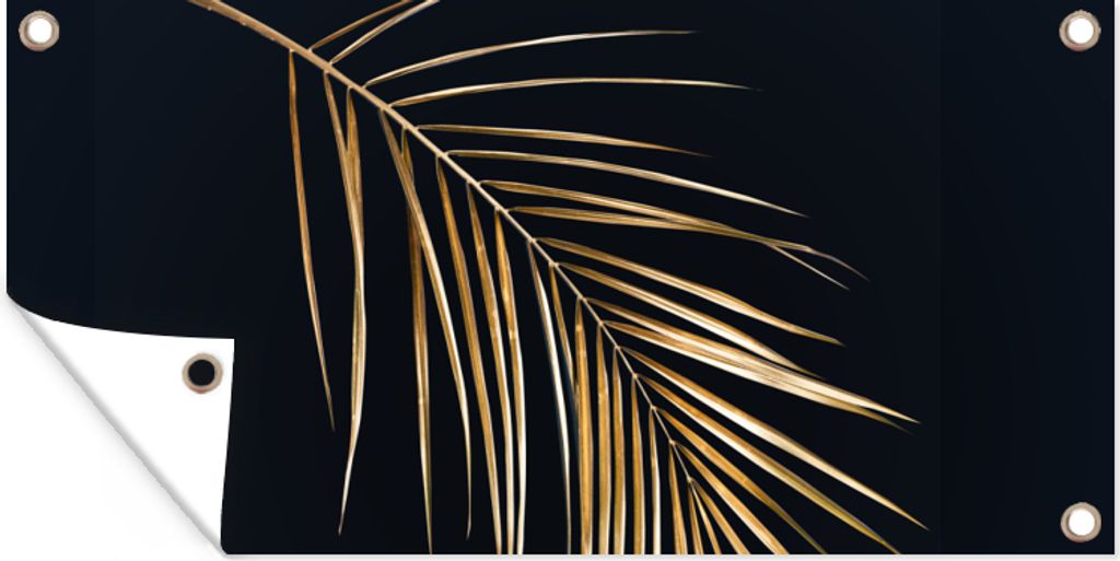 MuchoWow 160x80 cm Outdoor-Poster Gartendeko Sichtschutz Garten Poster für den Garten Pflanzen - Gold - Schwarz - Blätter - Luxus
