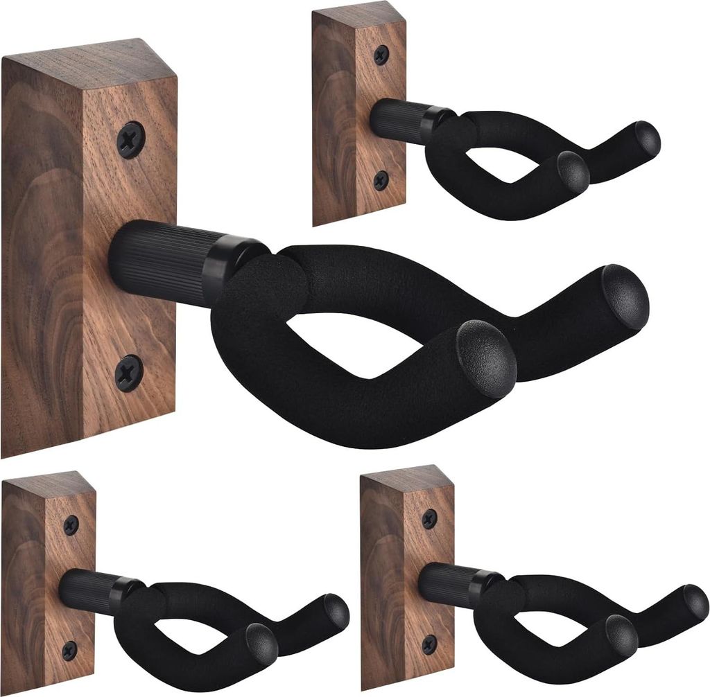 4er-Pack Wandgitarrenhalterung, verstellbarer Hartholzhaken Produktbild 