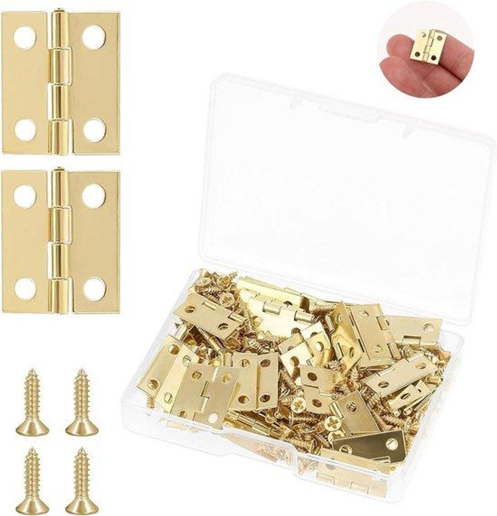 Klein Scharniere Set 50tlg. für Holz goldfarben