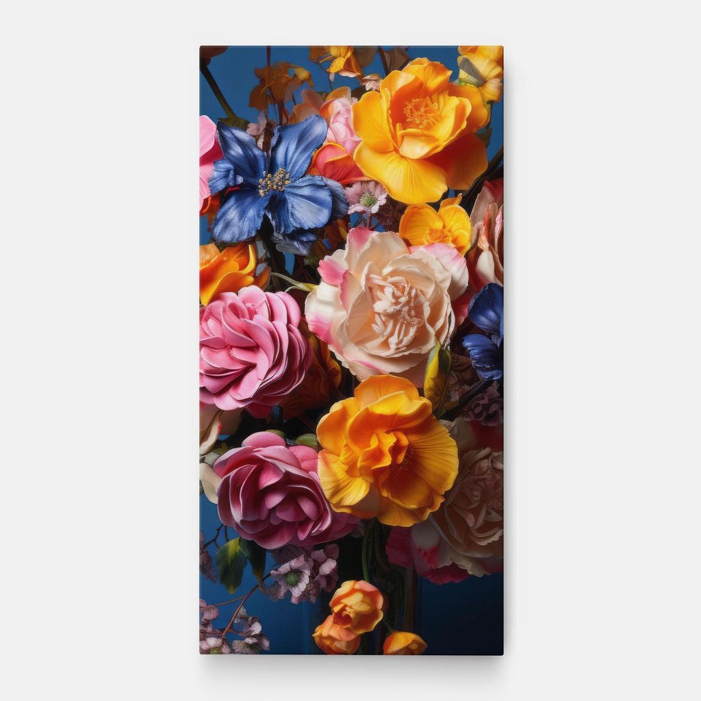 ARTHUB Leinwandbild 60x120 cm, Colorful Flower Bouquet | Wohnzimmerdekoration, Hängende Bilder, Wanddekoration, Heimdekoration, Blumen, Blumenst...