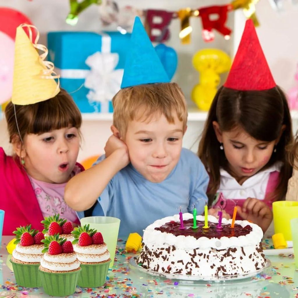 50 Stück fettfreie Cupcake-Förmchen - Antihaft-Papier-Muffinformen - Einweg-Backbecher - Grün für Geburtstagsfeiern