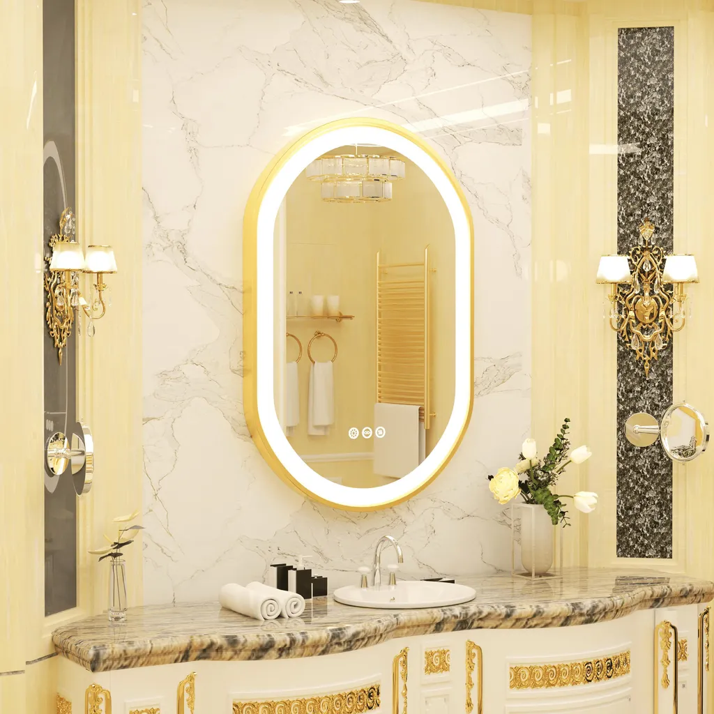 Miroir LED Ovale Anti-buée 80x50 cm : Fini la Vapeur en Sortant du Bain