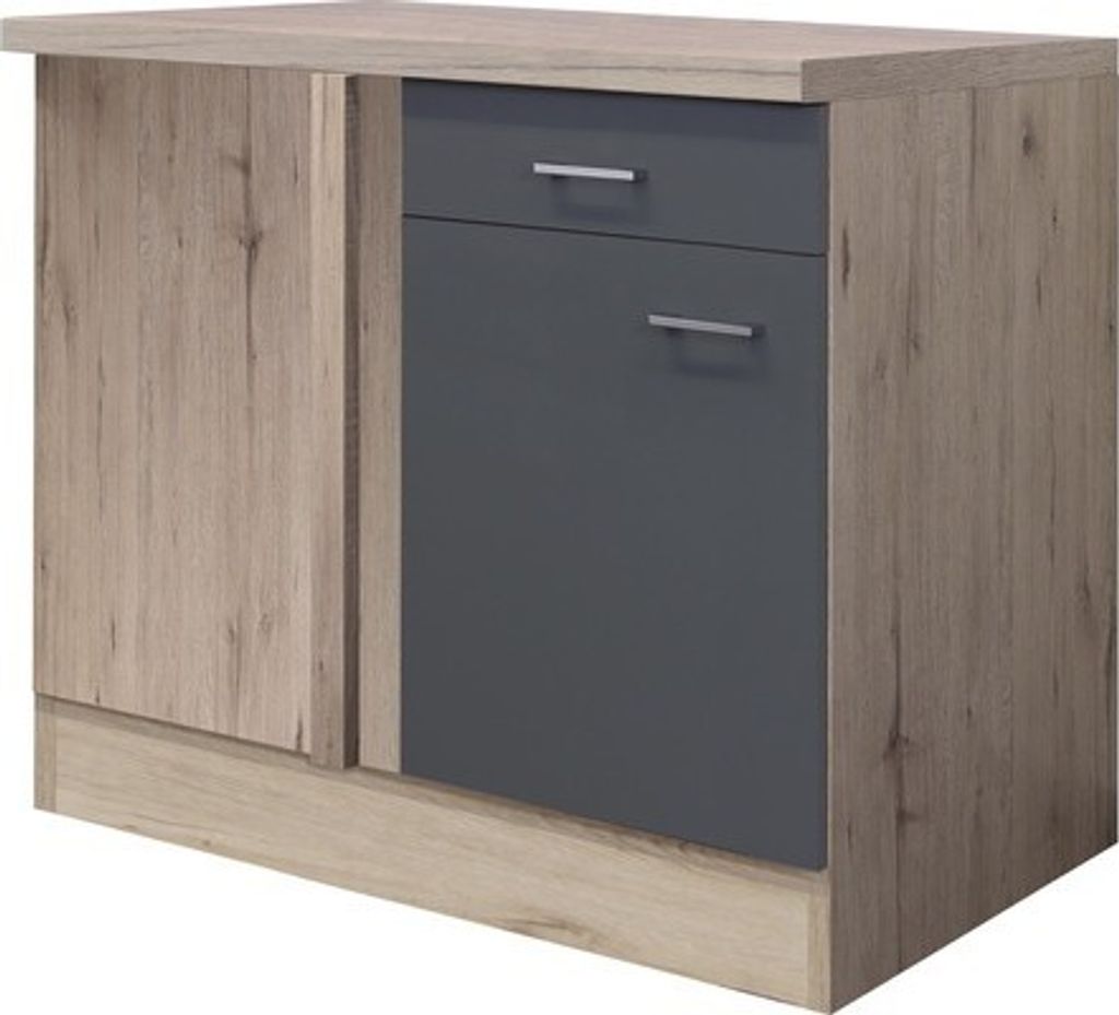 Flex Well Eckunterschrank Tiago BxTxH 110 x 60 x 85 cm basaltgrau matt zerlegt Anschlag reversibel 00011695
