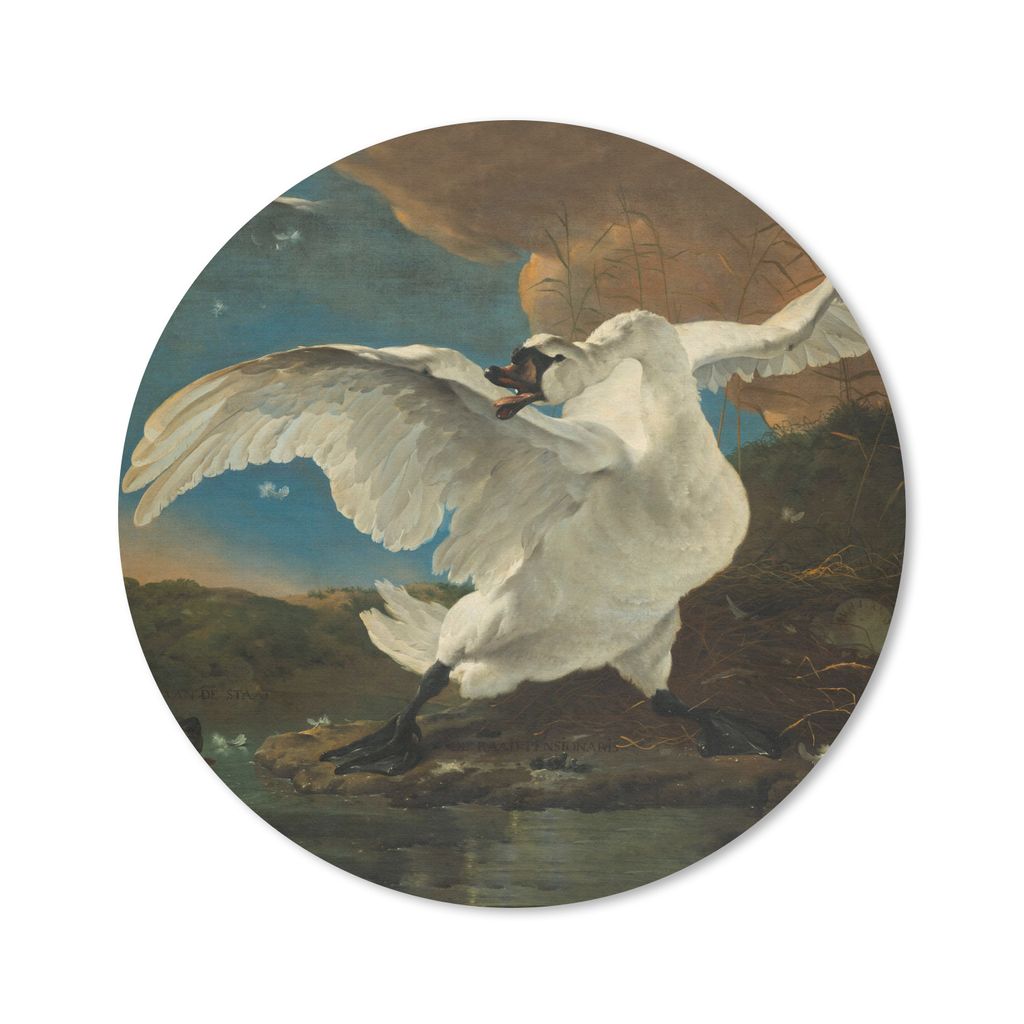 MuchoWow Mauspad Mousepad Der bedrohte Schwan - Gemälde von Jan Asselijn 30x30 cm - Mousepads - Maus Mat - Pad - Mausunterlage - Tischunterlage ...