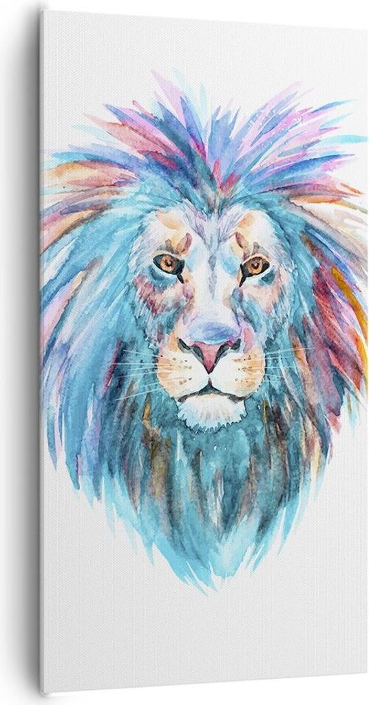 Bild auf Leinwand - Leinwandbild - Einteilig - Bunt Löwe Mähne - 65x120cm - Wand Bild - Wanddeko - Wandbilder - Leinwanddruck - Bilder - Wanddeko...