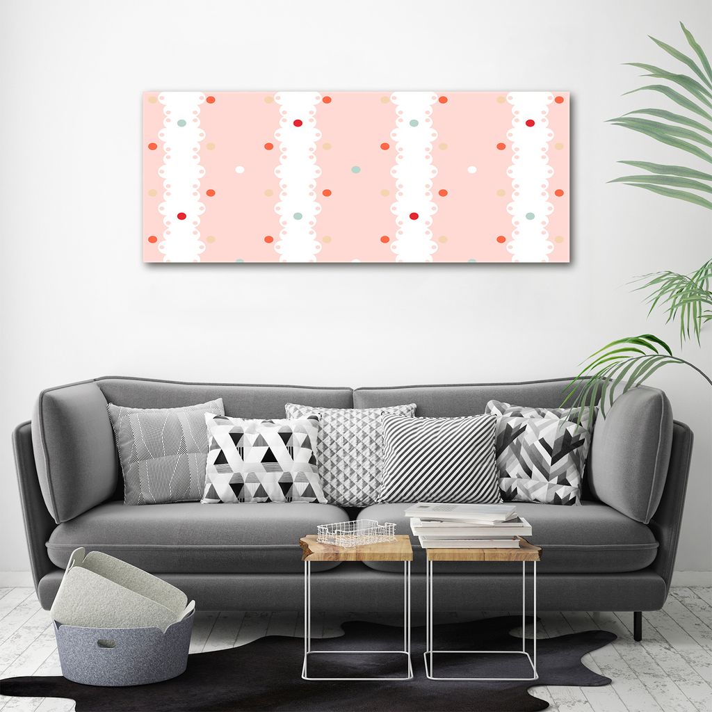 Tulup Leinwandbild - 125x50 cm - Wandkunst - Drucke auf Leinwand - Leinwanddruck - Sonstige - Rosa - Bunte Punkte
