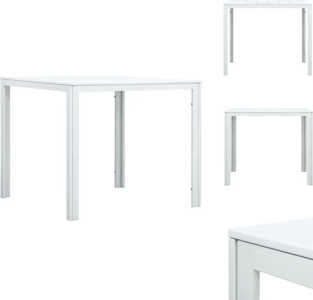 Table basse HDPE blanche aspect bois 78x78 cm résistante aux intempéries