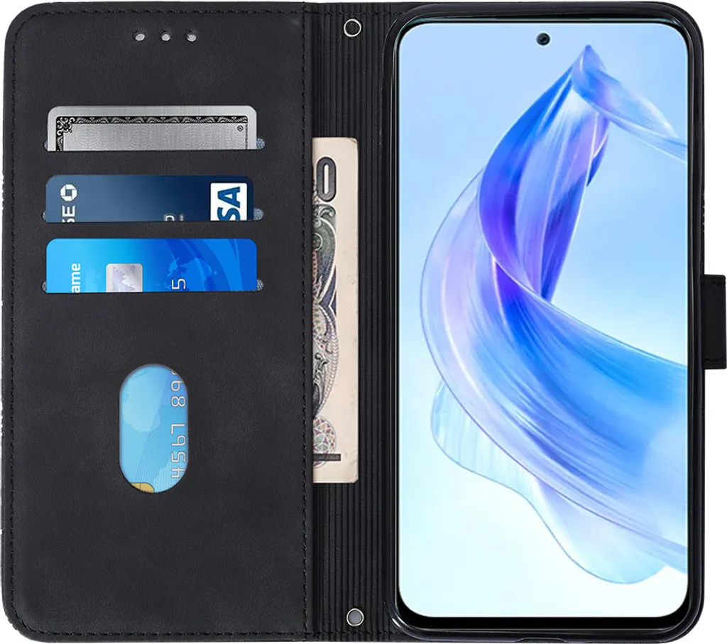 Custodia Honor 90 Lite A Libro GOKEN, Cover In Pelle PU Con Portafoglio, 3 Slot Carte E Portamonete, Chiusura Magnetica, Blu, Con Cordino