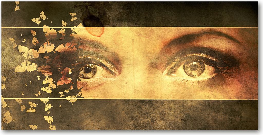 Tulup Leinwandbild -100x50 cm - Wandkunst - Drucke auf Leinwand - Leinwanddruck - Menschen - Beige - Augen Schmetterlinge