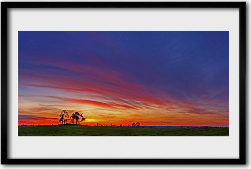 Bild 60x40 MDF-Rahmen Wandkunst Natur-Landschaft Bäume Feld