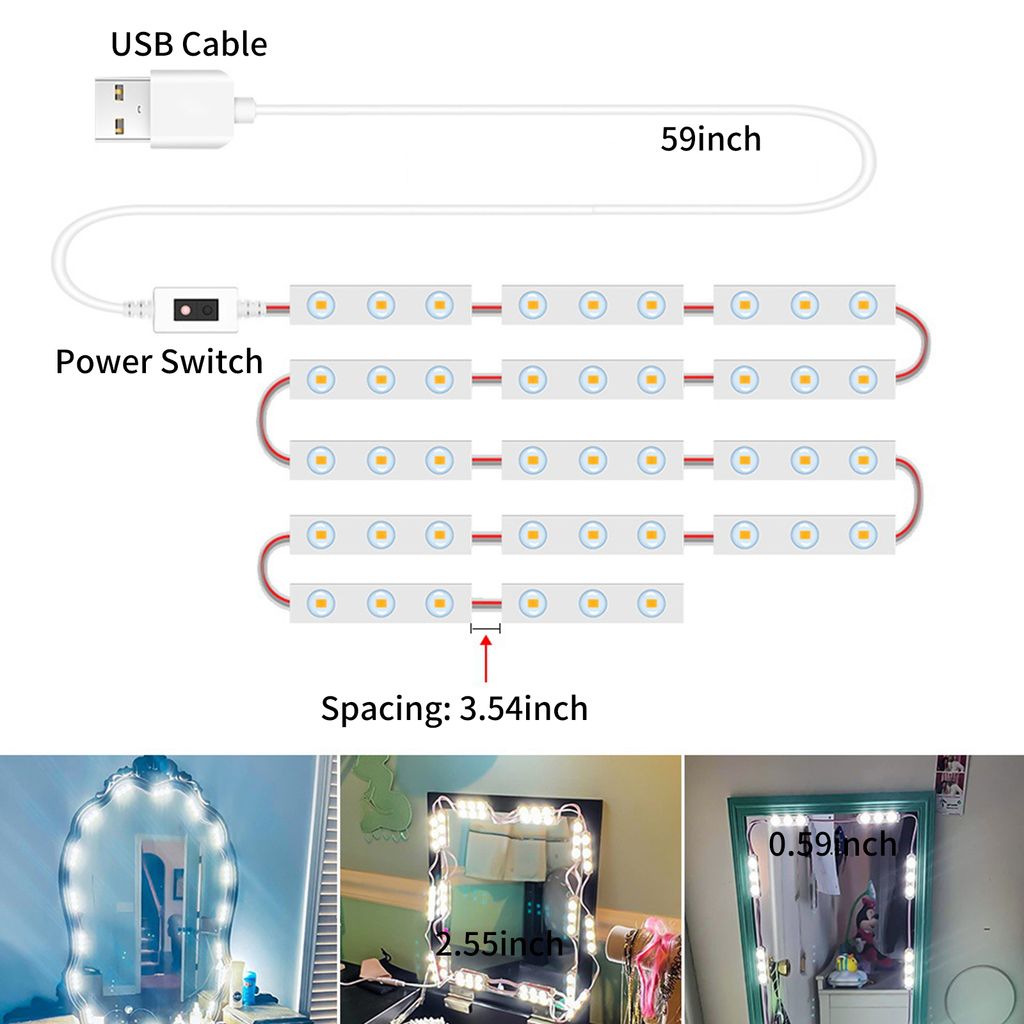 14 STUeCKE LED světla pro make-up v zrcadle Smart Sensor Obrázek produktu 7