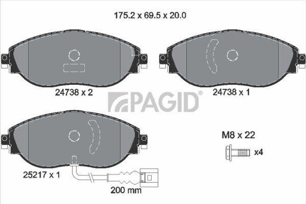 PAGID Bremsbeläge Satz Vorne Bremsklötze für VW Golf VII Schrägheck (5G1, BQ1, BE1, BE2) T2074N
