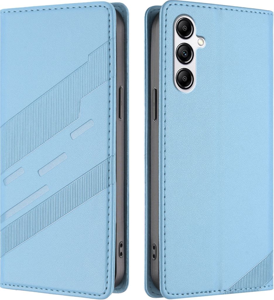 Hülle für Samsung Galaxy A14 5G/4G, Kunstleder Brieftaschen Handyhülle mit Kartenfach und Standfunktion Hellblau