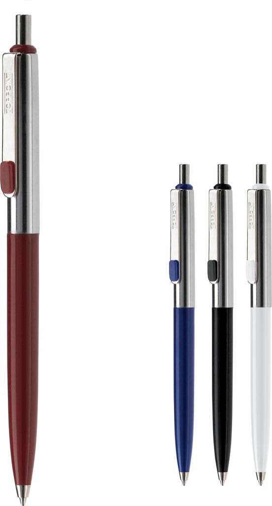 4x Kugelschreiber / aus Metall / verchromte Elemente / 4 Farben