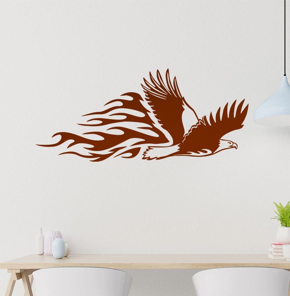 Flammen Adler Wandtattoo in 6 Größen - Wandaufkleber Wall Sticker - Dekoration, Küche, Wohnzimmer, Schlafzimmer, Badezimmer