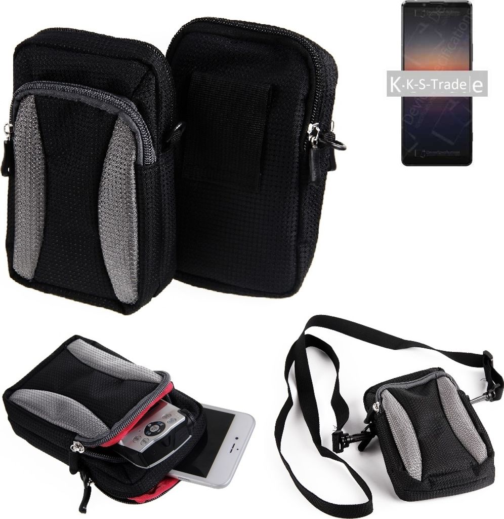 K-S-Trade Schutz-Hülle kompatibel mit Samsung Galaxy S9 Duos Handy Gürteltasche Umhängetasche mit Zusatzfach schwarz