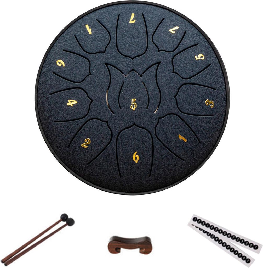 Stahlzungentrommel, kompaktes Design, tragbar, einfach zu verwenden, 11 Töne, 6 Zoll Regentrommel, musikalisches Schlaginstrument