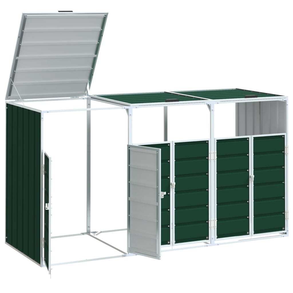 vidaXL Odpadkový box na 3 tony zelený 216x81x115 cm oceľ Obrázok produktu 6