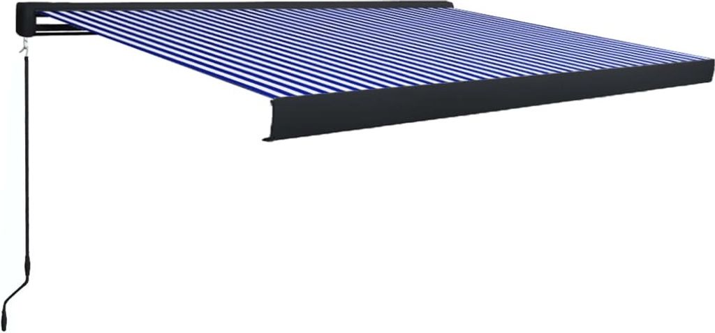 vidaXL Manuelle Kassetten-Markise 350x250 cm Blau und Weiß