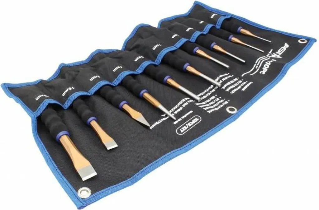Kit Professionale 10 Utensili ASTA: Scalpelli e Punzoni per Meccanica
