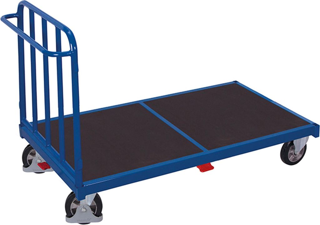 VARIOfit Stirnwandwagen mit senkrechten Streben Elastikbereifung 1200kg Tragkraft 1345x880mm Anthrazitgrau RAL 7016