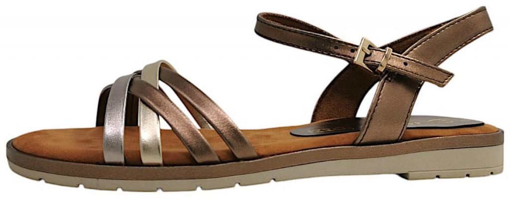Marco Tozzi Damenschuhe Sandalette Gold Freizeit, Schuhgröße:38 EU